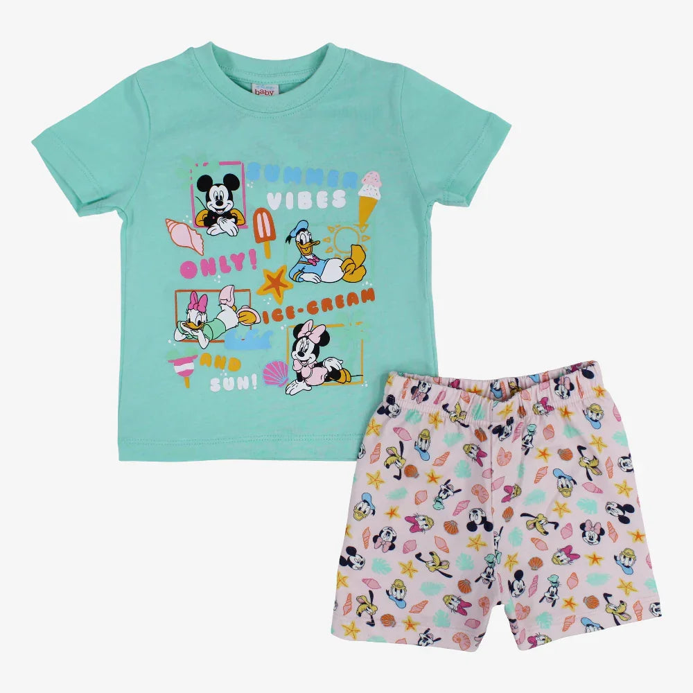 Baby Girls Cotton Pajama – Mickey Mouse & Friends Print