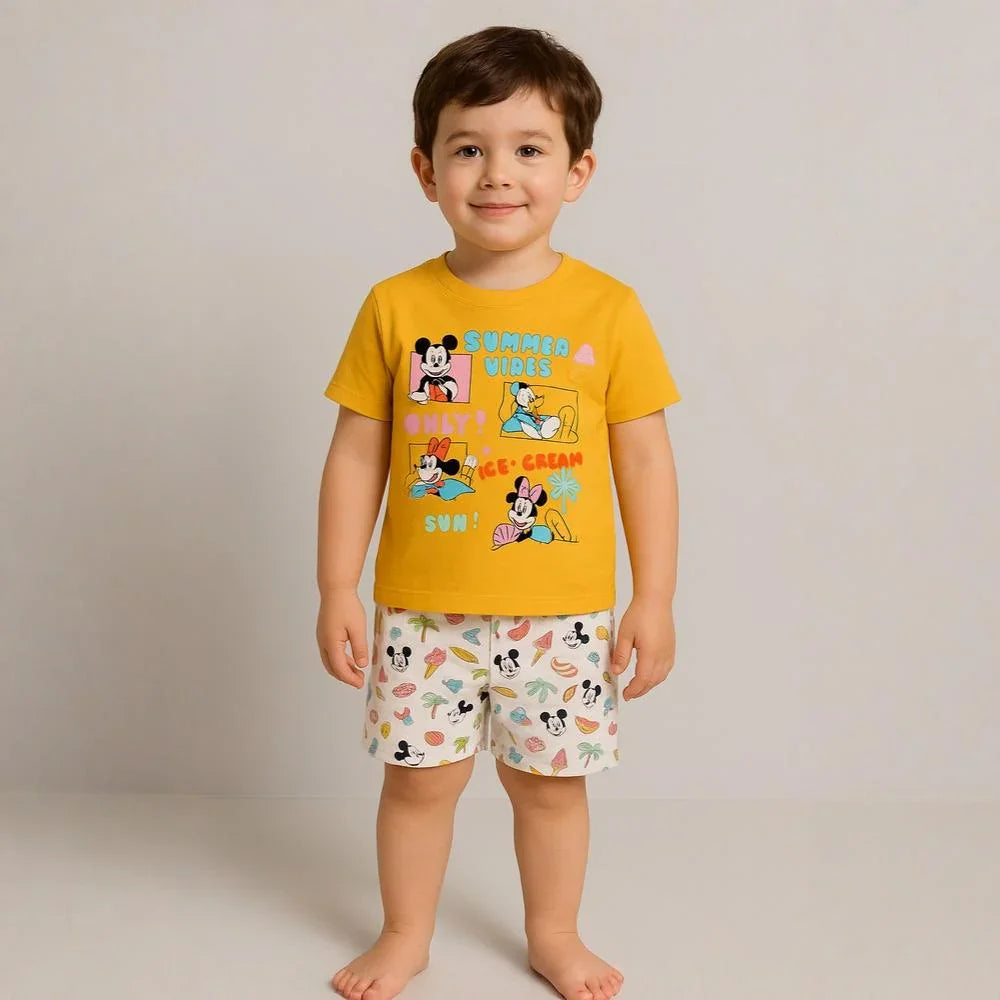 Baby Girls Cotton Pajama – Mickey Mouse & Friends Print