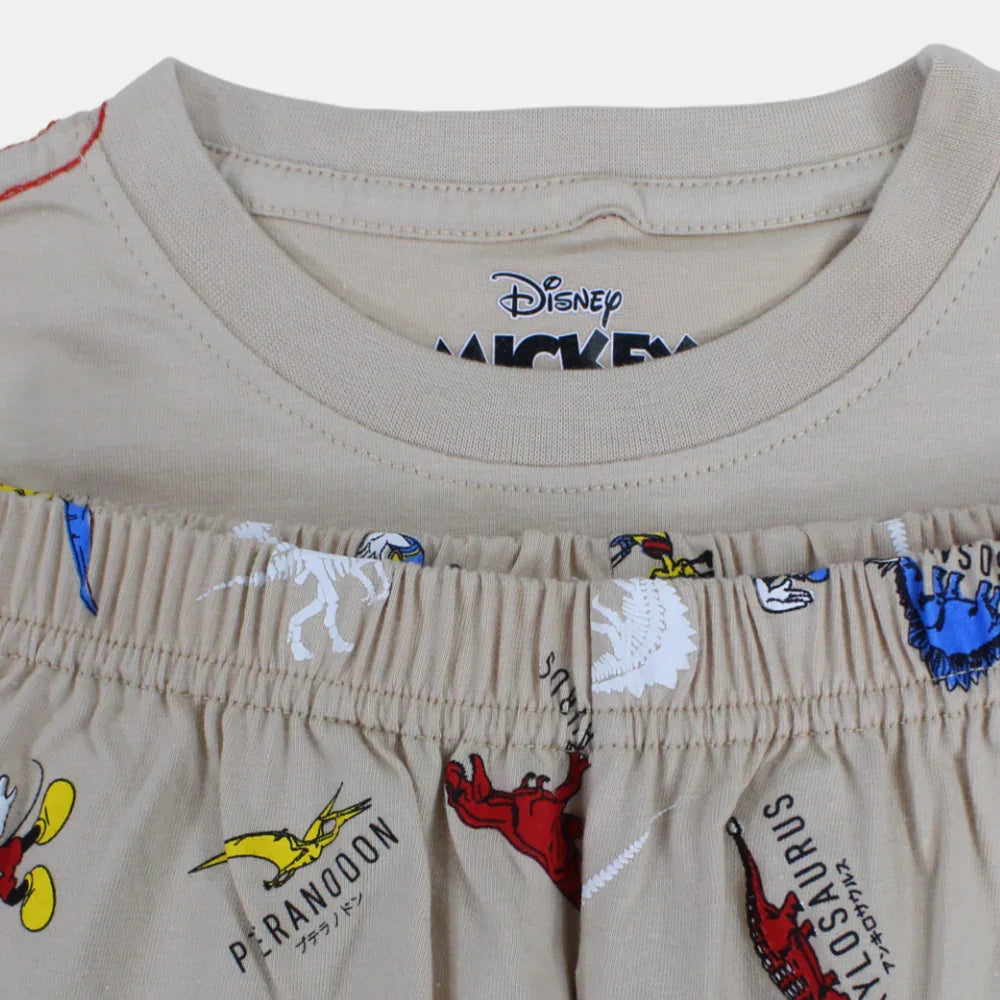 Boys Cotton Pajama Set - Mickey Mouse and Dinosaur Print