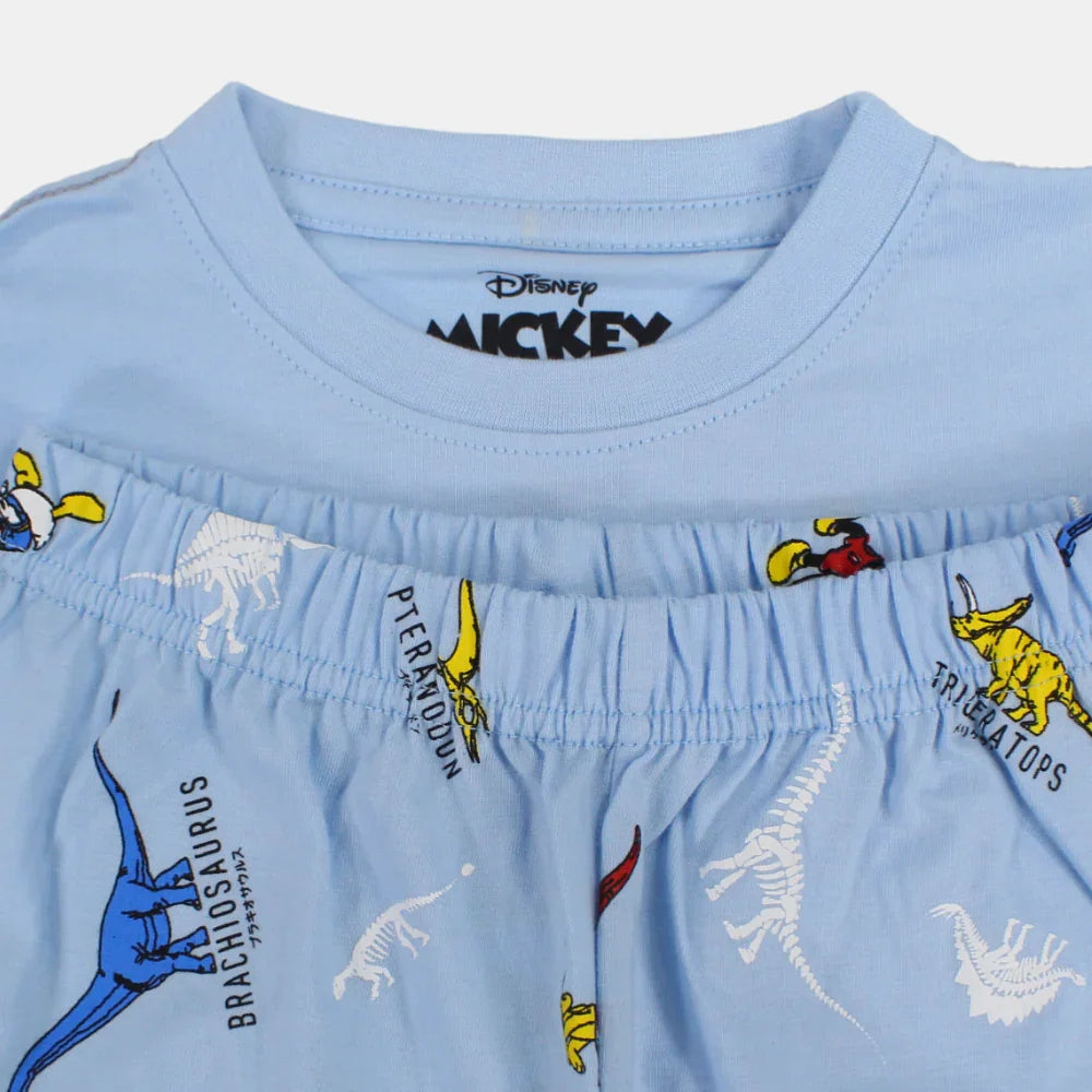 Boys Cotton Pajama Set - Mickey Mouse and Dinosaur Print