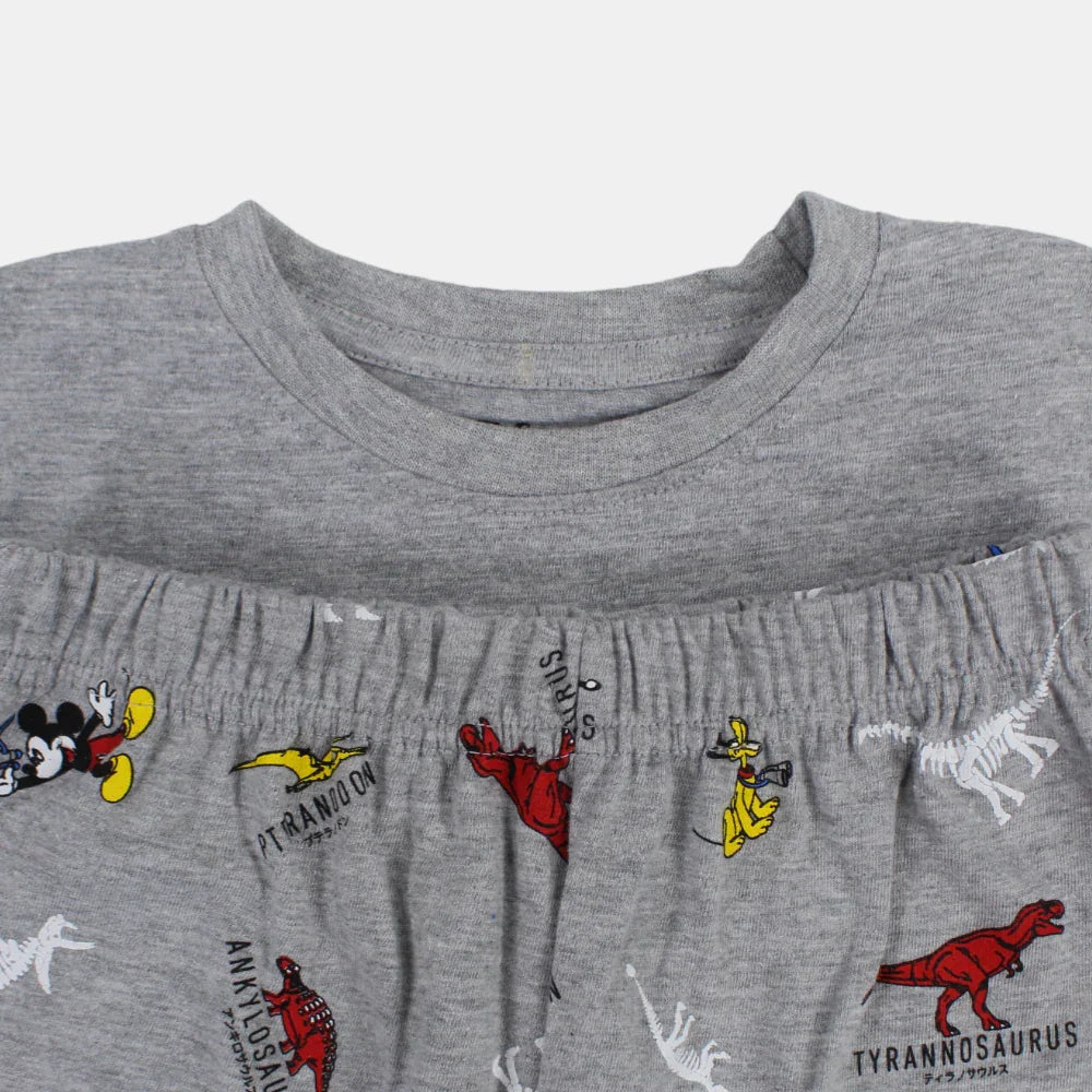 Boys Cotton Pajama Set - Mickey Mouse and Dinosaur Print