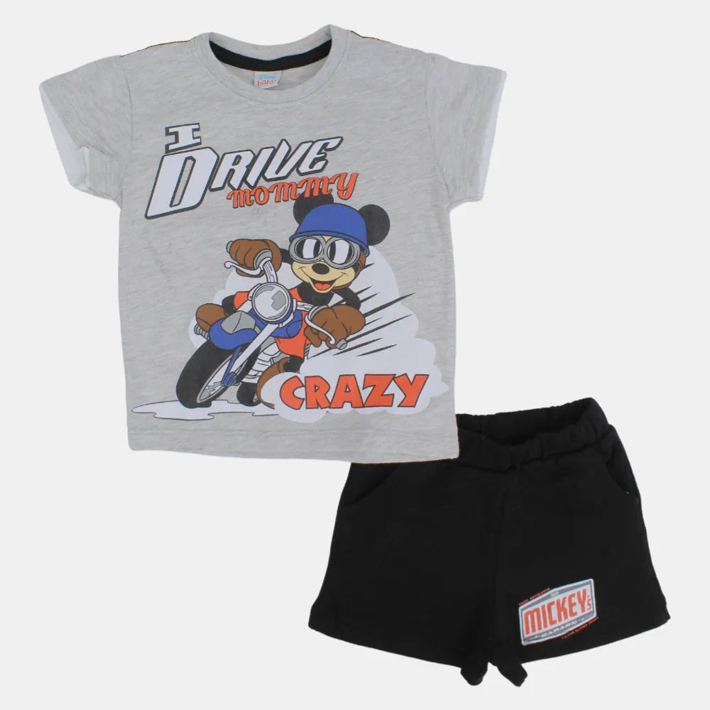 Baby Boys Cotton Pajama Set – Riding Mickey Mouse Design