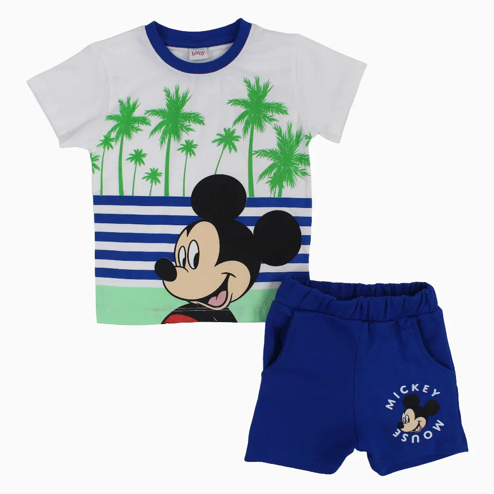 Baby Boys Cotton Pajama Set – Mickey Mouse Print