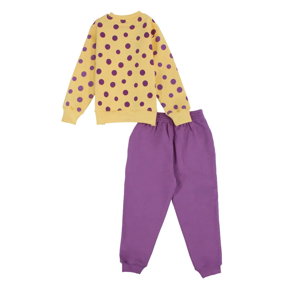 Girls Cotton Pajama - Yellow with Marie Print