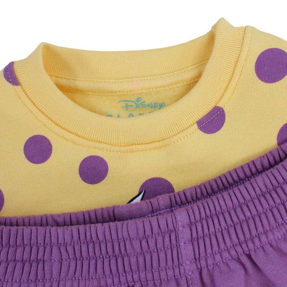 Girls Cotton Pajama - Yellow with Marie Print