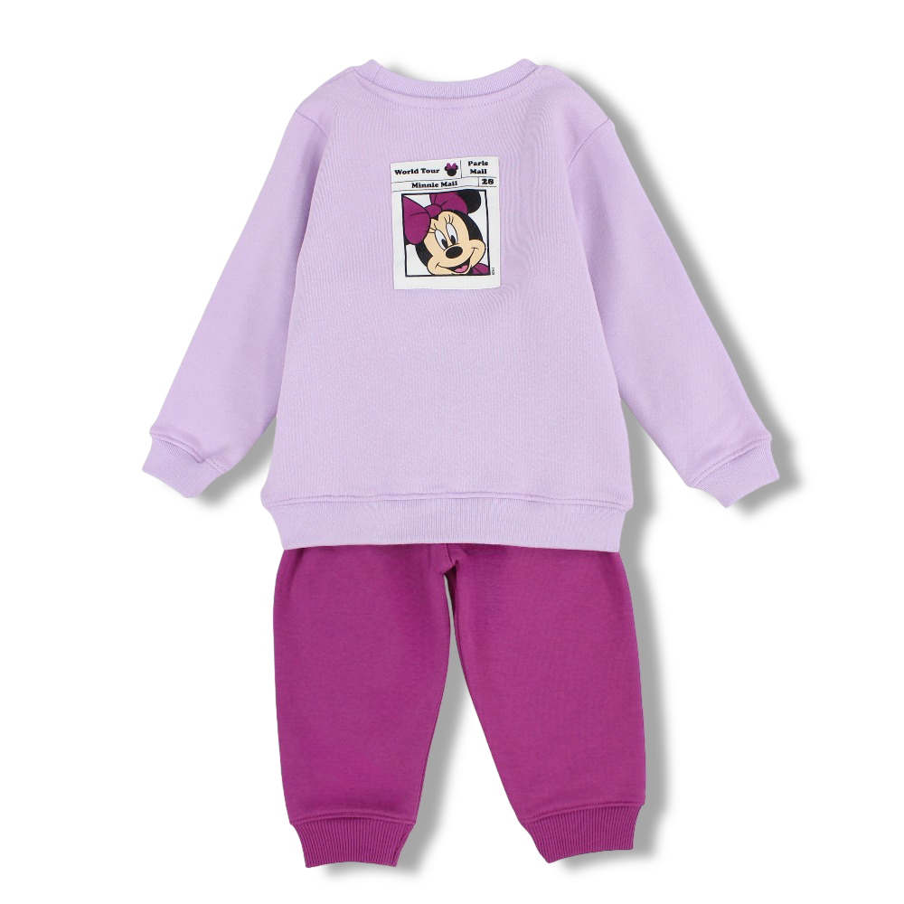 Girl Cotton Pajama Set – Purple/Berry with Minnie Print