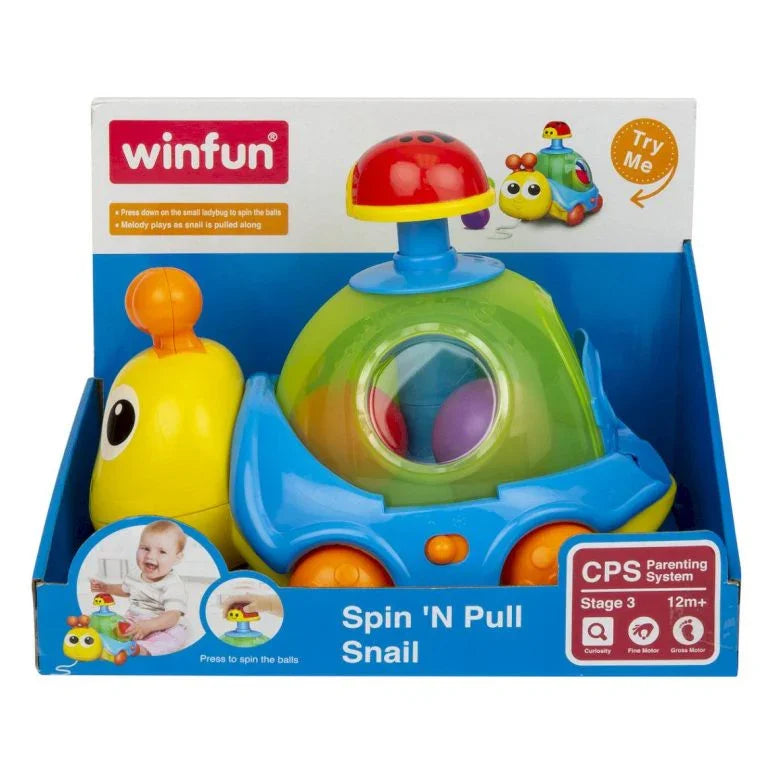 WinFun Plastic Spin 'N Pull Snail – Multicolor