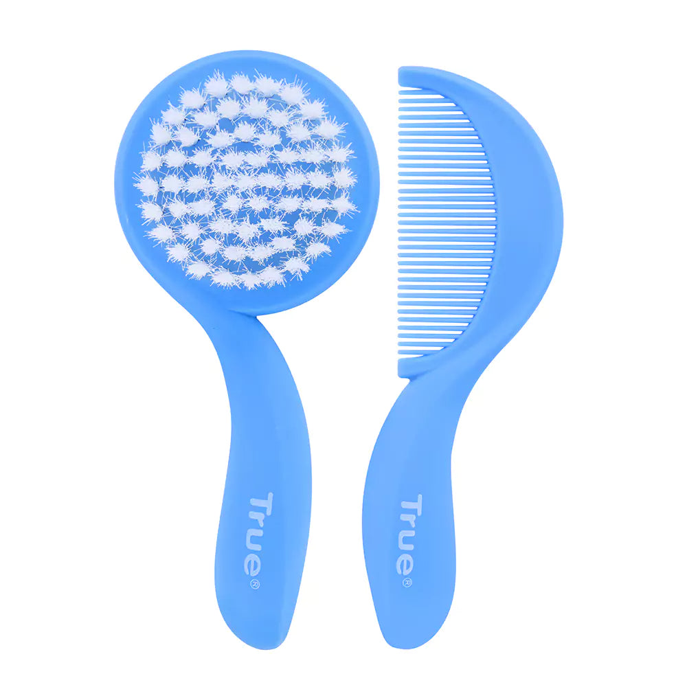 True Hair Brush and Comb Set - Blue - Baby Essentials