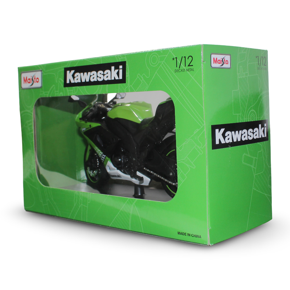 نموذج دراجة كاواساكي نينجا ZX-10R من مايستو، مصنوعة من المعدن المصبوب مع حامل - مقياس 1:12