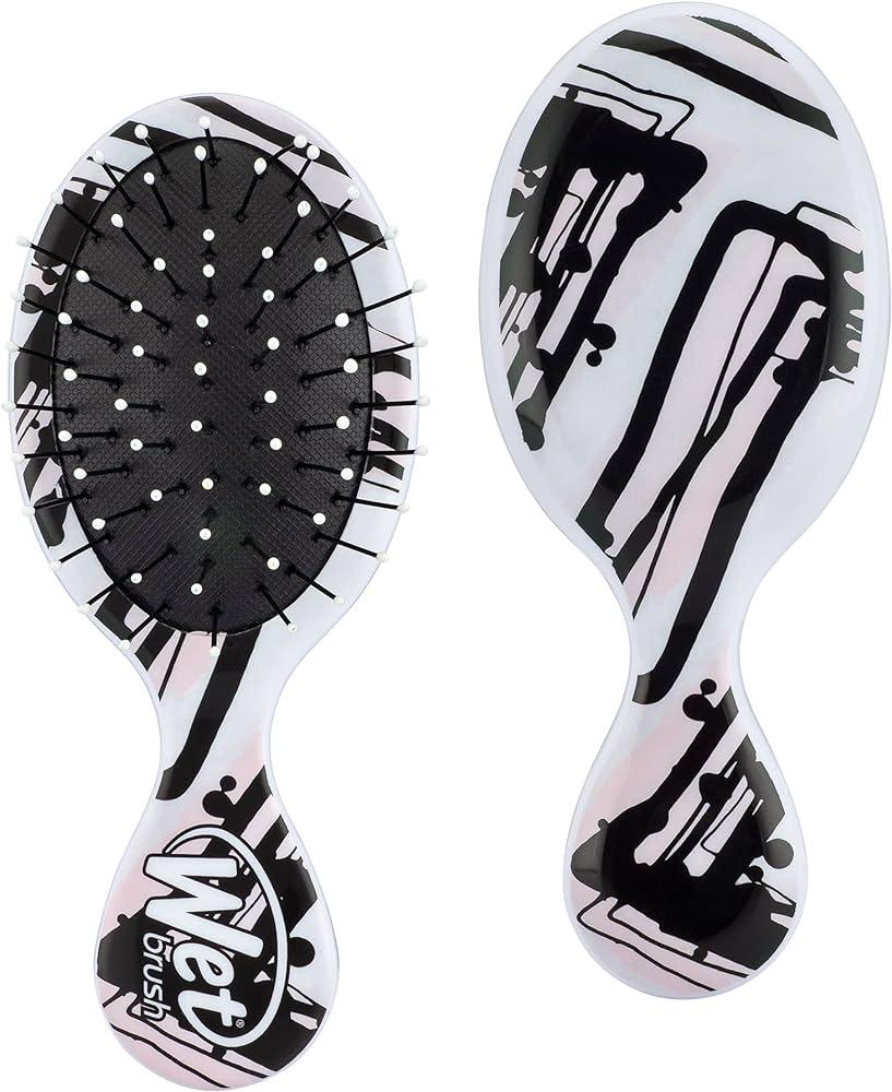 Wet Brush Detangling Squirt Hair Brush - Pink Lines Watercolor Motif