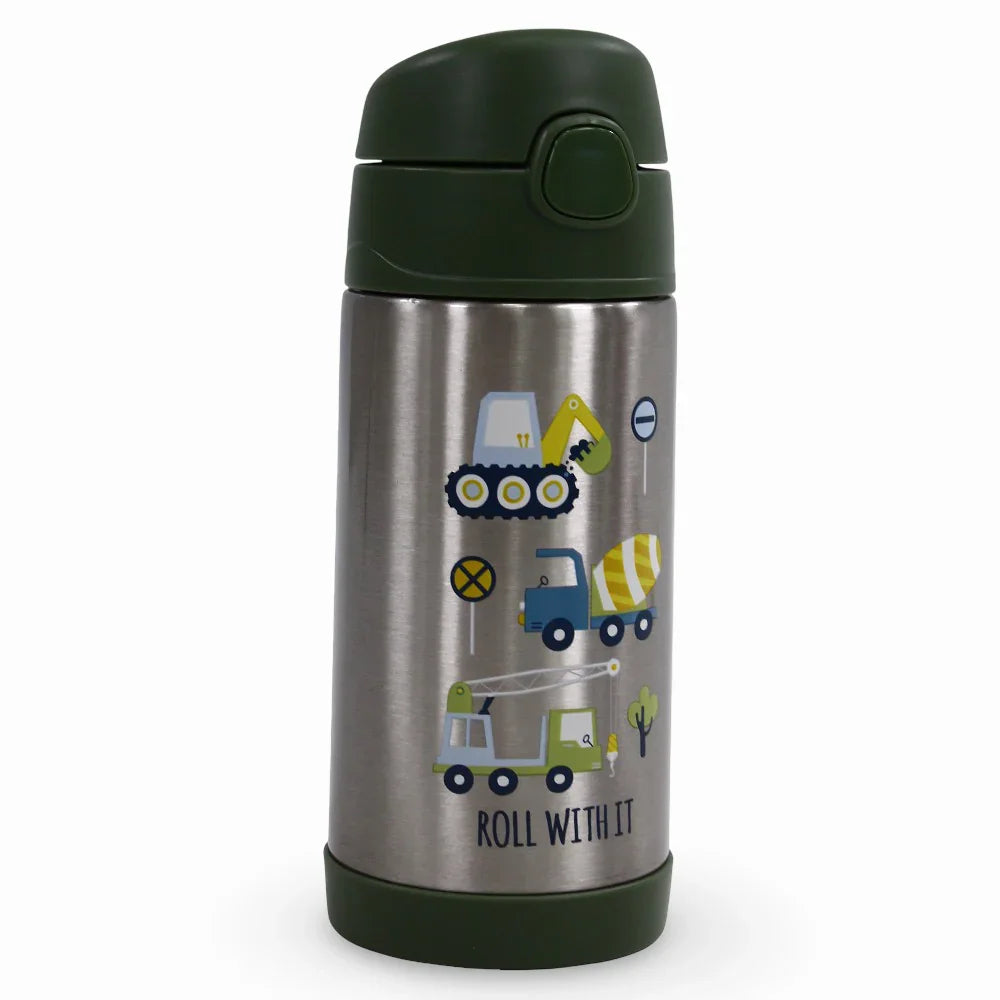 Stephen Joseph Double Wall Stainless Steel Bottle 350ml - Construction Vehicles Design