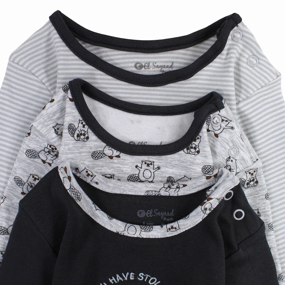 Pack Of 3 – Unisex Cotton Long-Sleeved Underwear Bodysuit