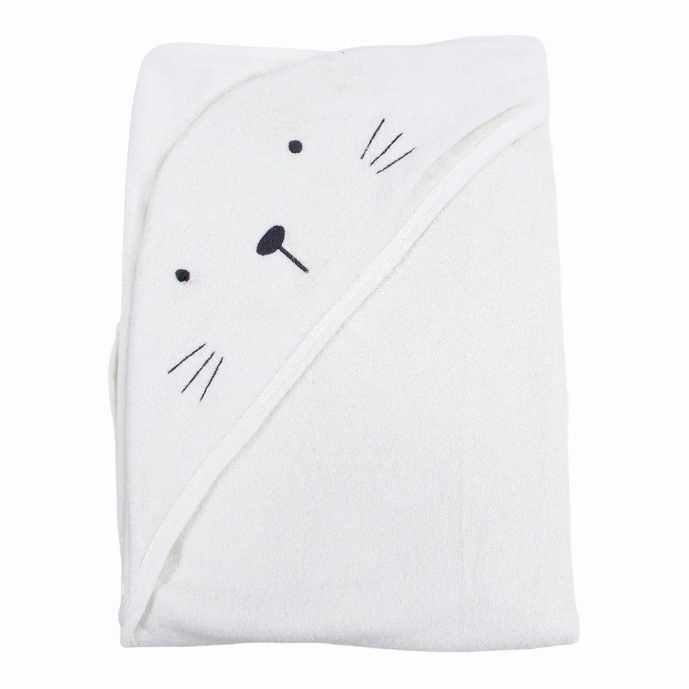 Baby Hooded Towel - Off-white & Dusty Pink