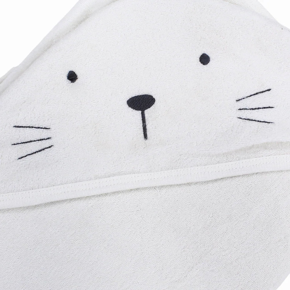 Baby Hooded Towel - Off-white & Dusty Pink
