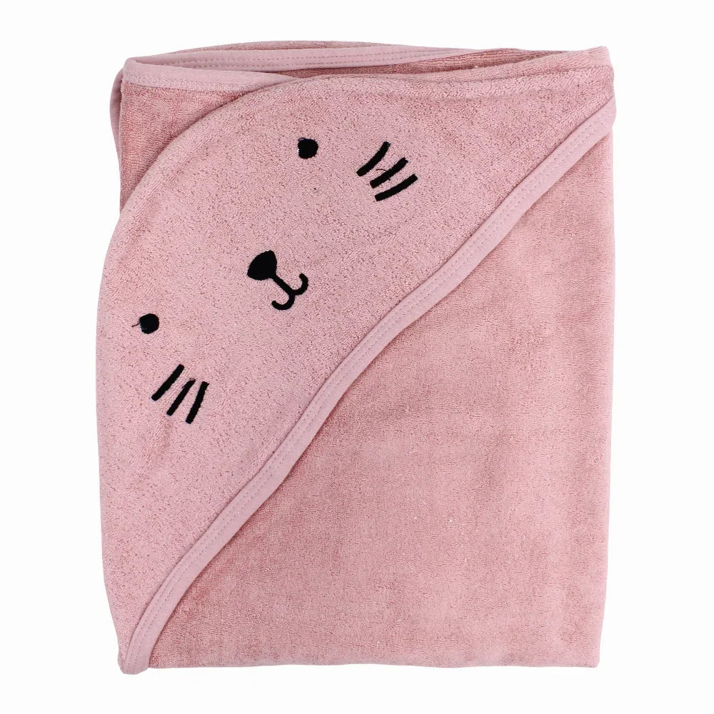 Baby Hooded Towel - Off-white & Dusty Pink