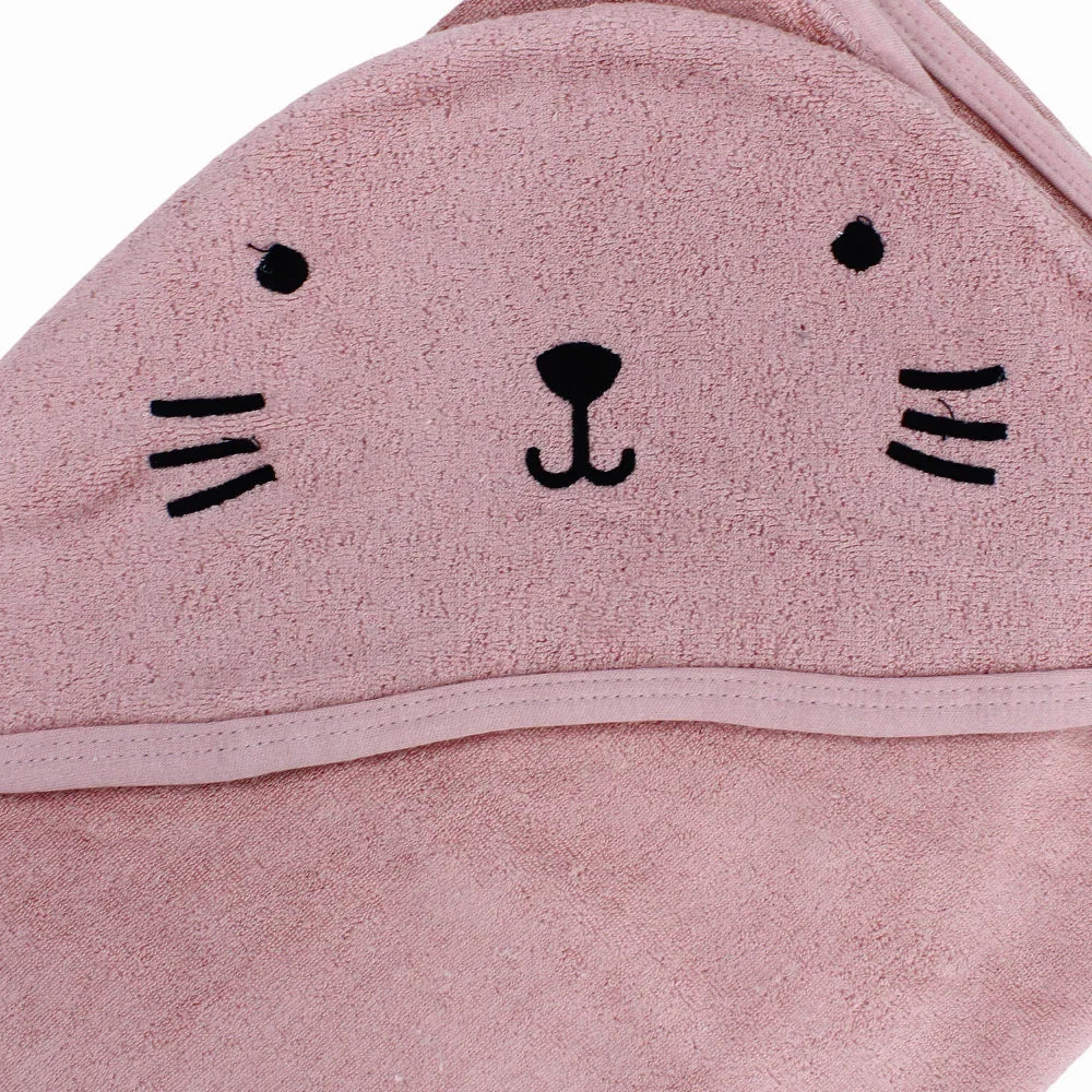 Baby Hooded Towel - Off-white & Dusty Pink