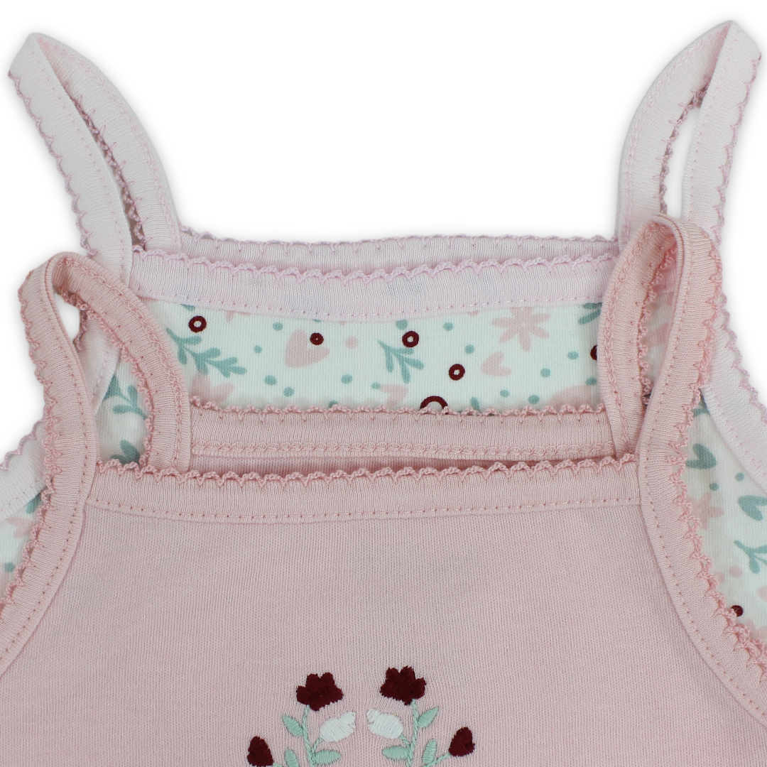Baby Girls Cotton Sleeveless Bodysuit Pink – Pack Of 2