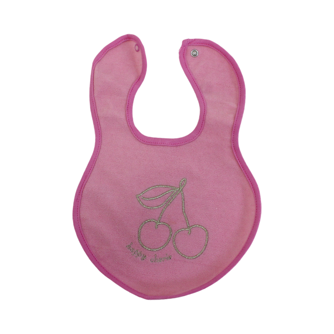 Cotton Baby Bib – Cherry Embroidery - Baby Essentials - Al Sayad