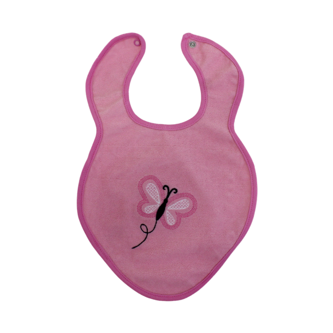 Cotton Baby Bib – Butterfly Embroidery - Baby Essentials - Al Sayad