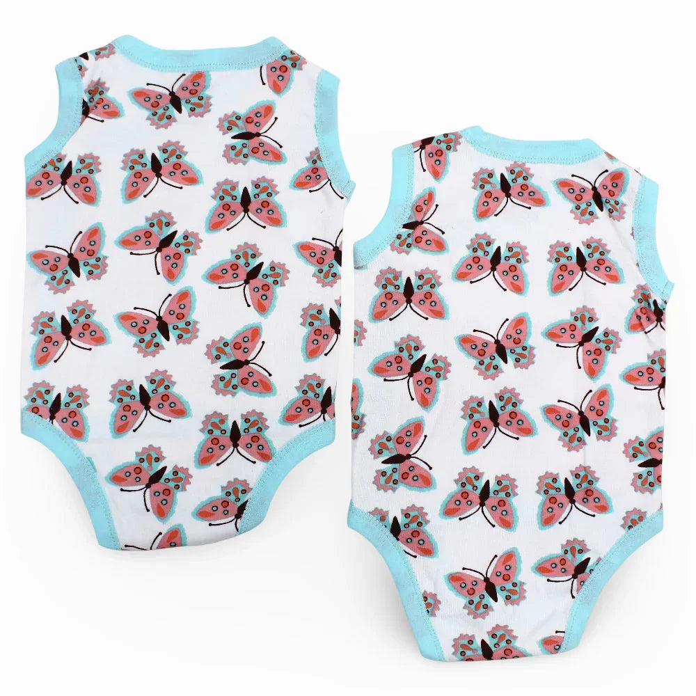 Pack Of 2 – Unisex Plain Cotton Sleevelees Underwear Bodysuit