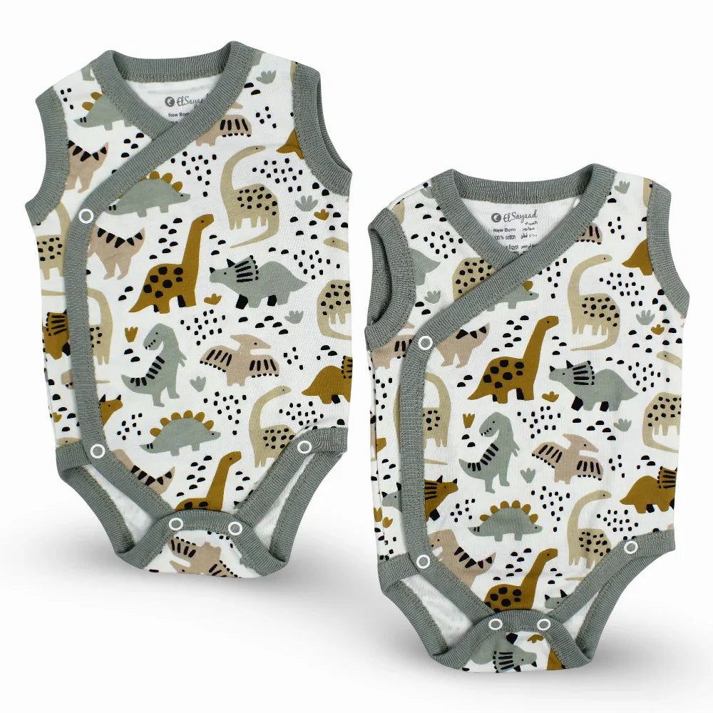 Pack Of 2 – Unisex Plain Cotton Sleevelees Underwear Bodysuit