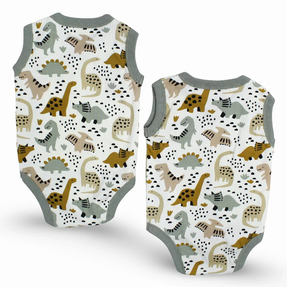 Pack Of 2 – Unisex Plain Cotton Sleevelees Underwear Bodysuit