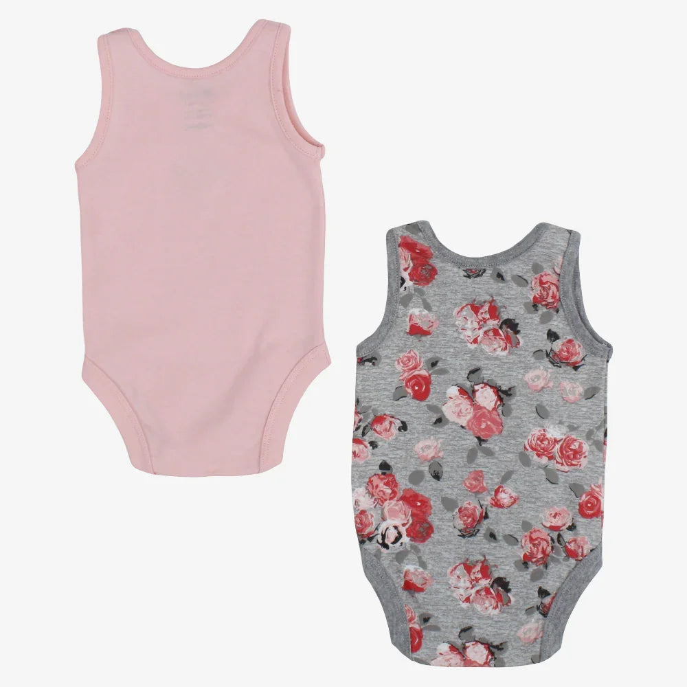 Pack of 2 - Baby Girls Cotton Bodysuits with Floral Print
