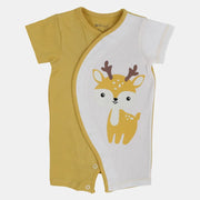 Baby Boys Cotton Romper – Yellow with Deer Design