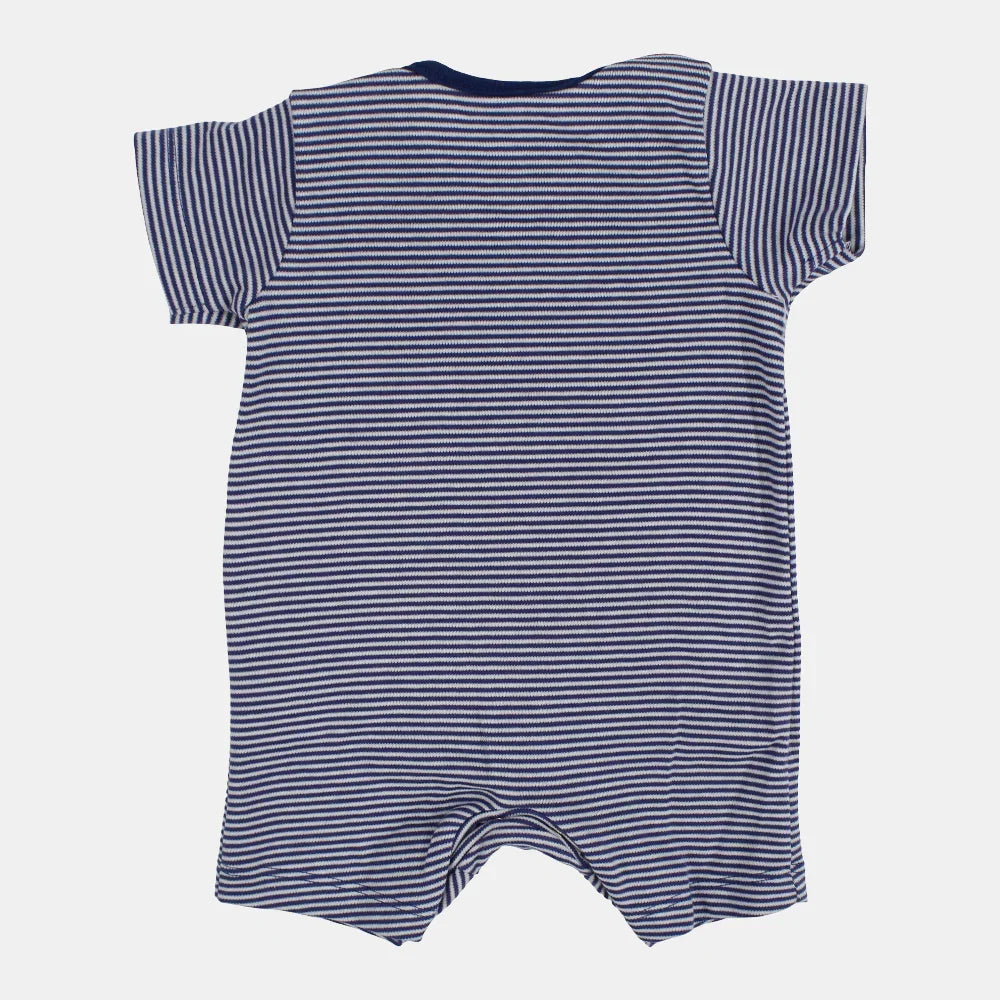 Baby Boys Cotton Romper – Indigo Striped
