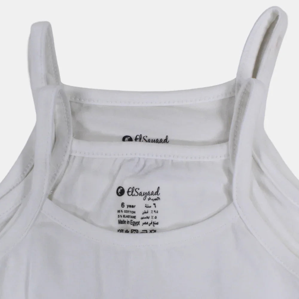 Pack of 2 - Girls Sleeveless Cotton Undershirt White