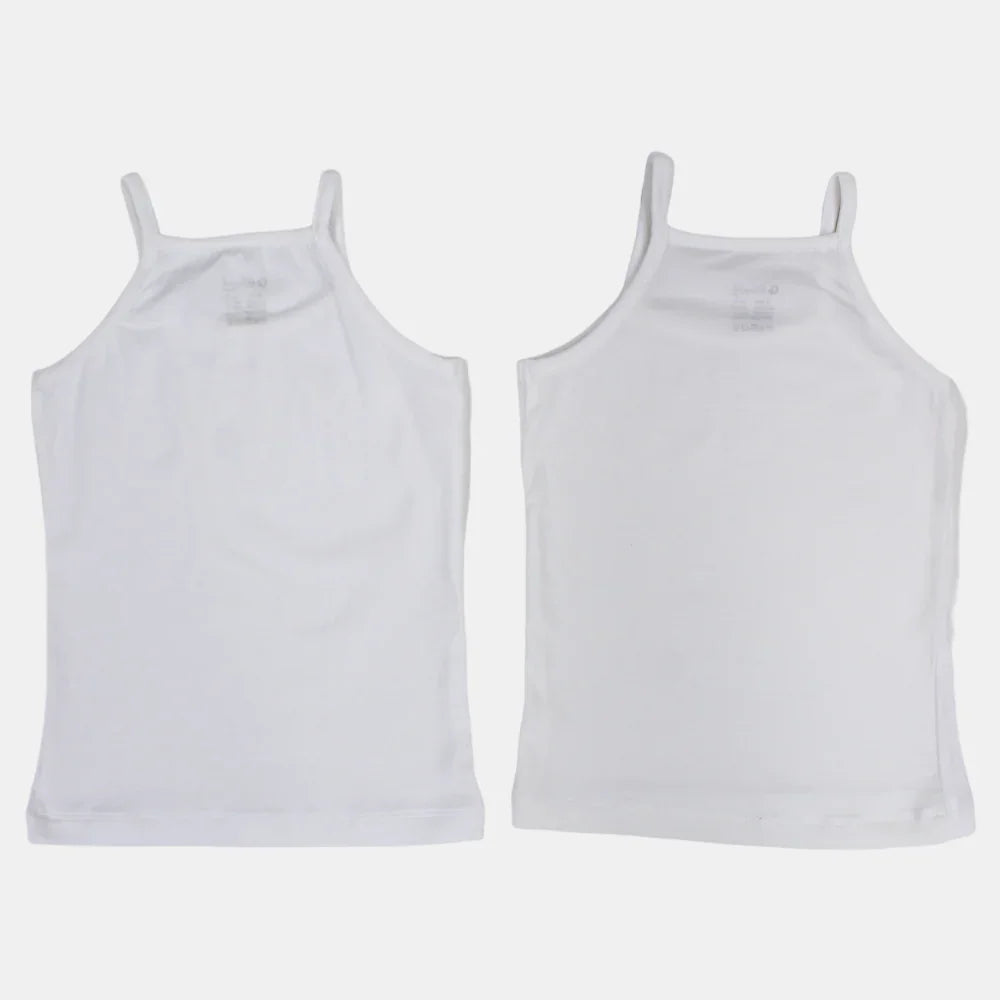 Pack of 2 - Girls Sleeveless Cotton Undershirt White