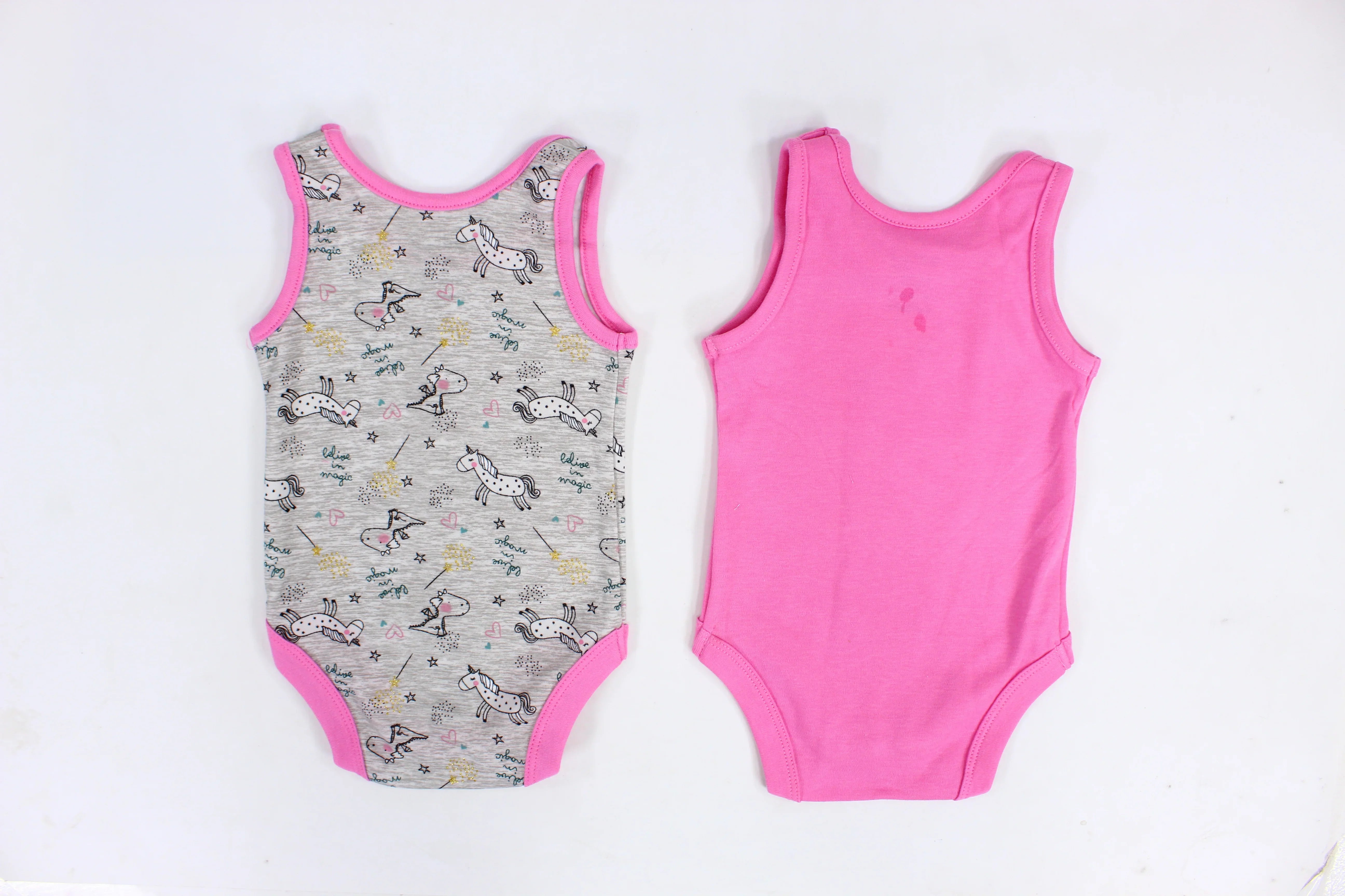 Pack of 2 - Baby Girls Cotton Underwear Bodysuit Pinkish with Unicorn Design