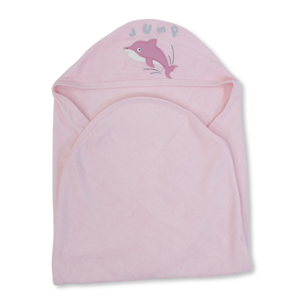 Baby Hooded Towel - Dolphin Design ( 72 * 75 ) - Baby Essentials - Al Sayad