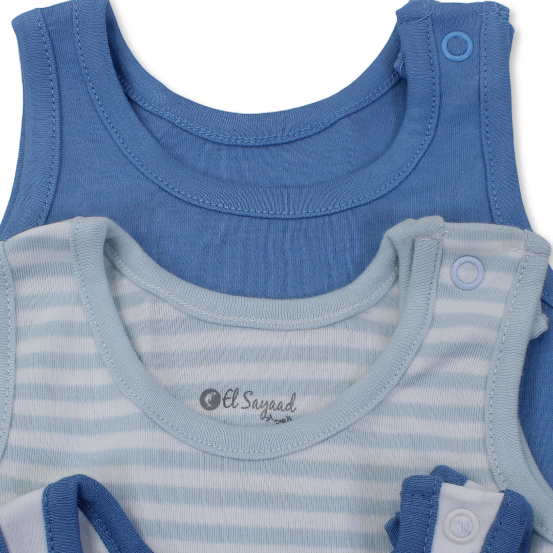 Baby Boys Cotton Sleeveless Bodysuit – Multicolor with Dogs Print (Pack of 3)