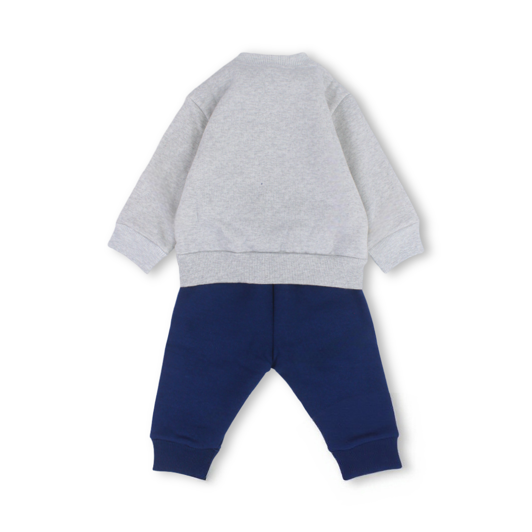 Baby Boys Cotton Pajama – Grey with Giraffe Print