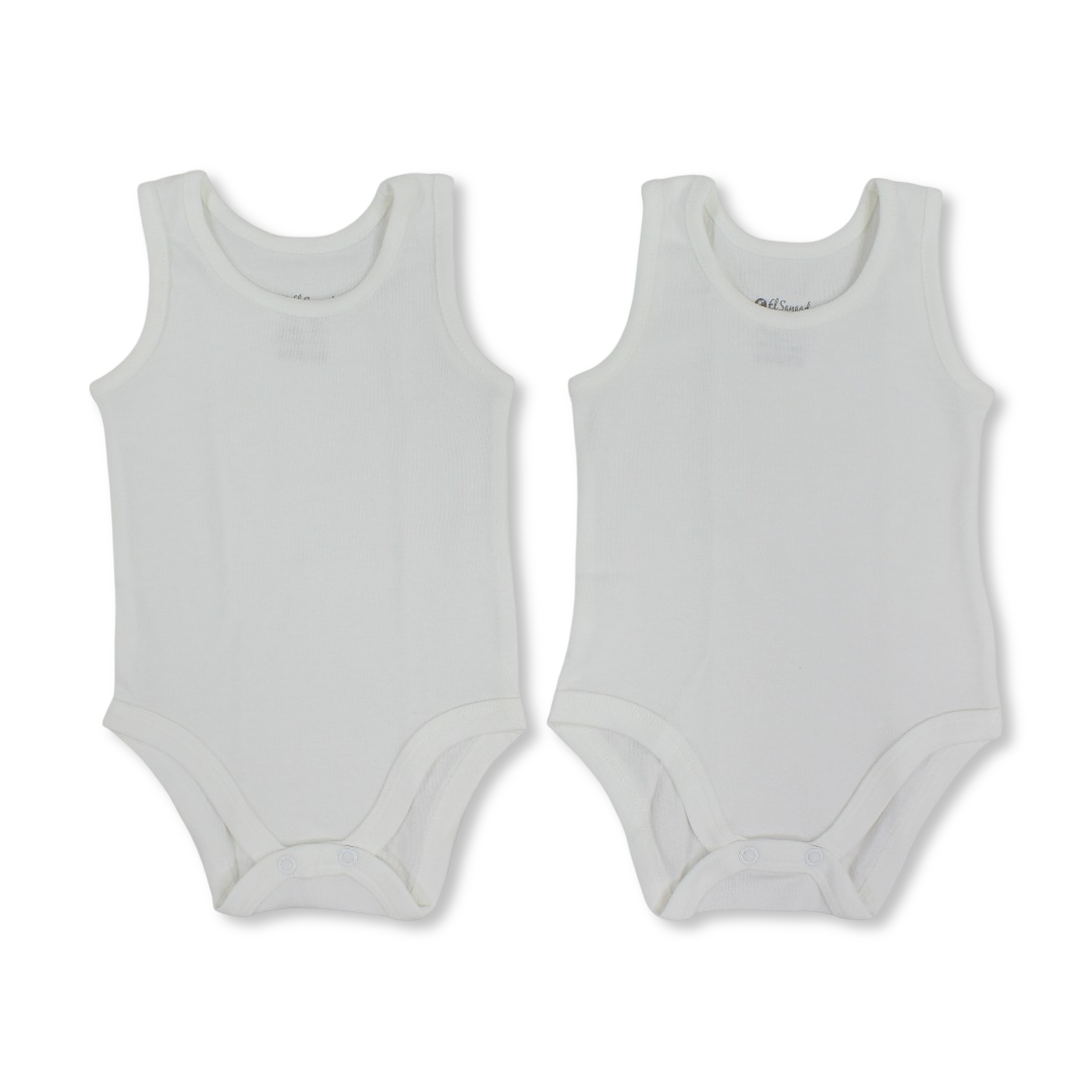 Unisex Baby Cotton Bodysuit White – Pack Of 2 - Clothing - Al Sayad