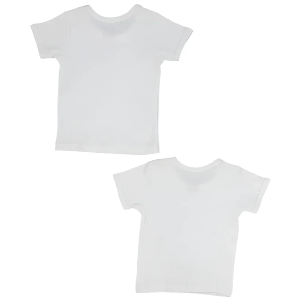 Pack Of 2 - Unisex Plain White Short-Sleeved Undershirt