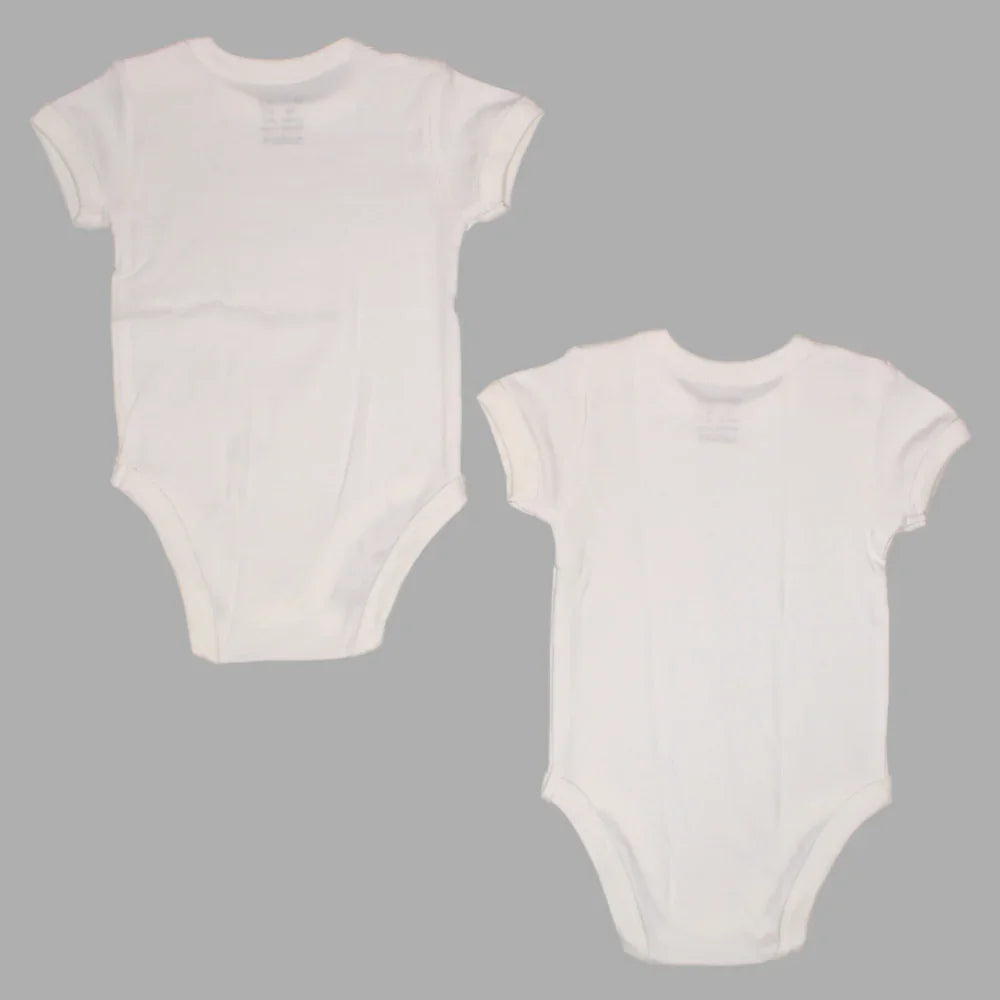 Pack Of 2 - Unisex Plain White Short-Sleeved Underwear Bodysuit