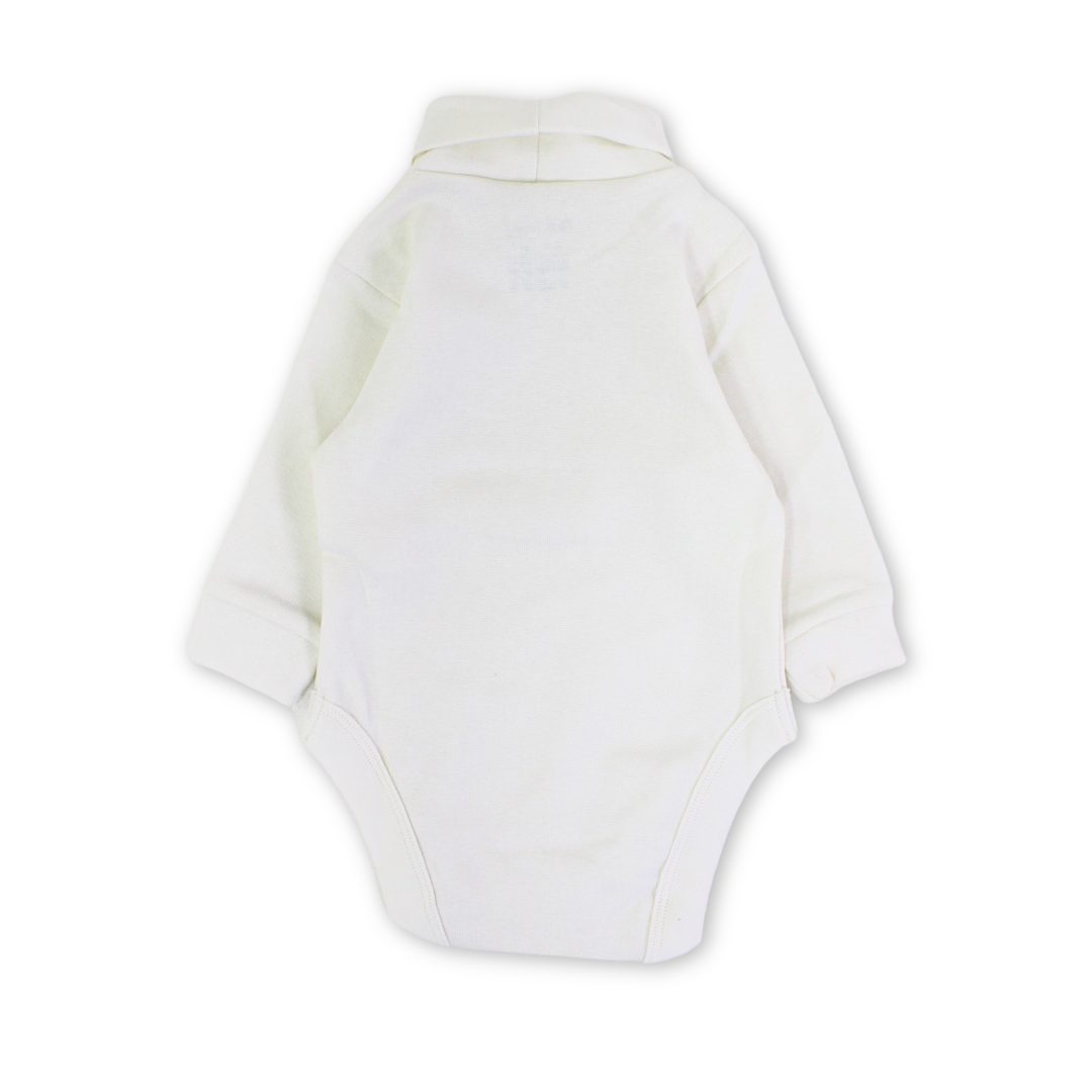 Unisex Baby Cotton Bodysuit High Collar – Off-White