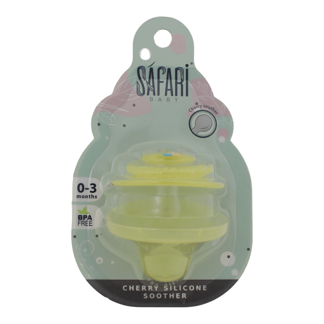 Safari Baby Cherry Silicone Soother 0-3M – Yellow