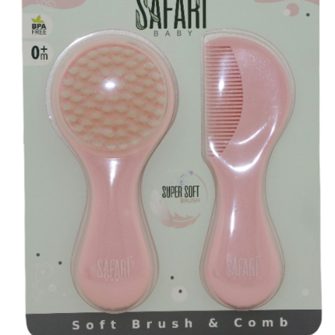 Safari Baby Soft Brush & Comb – Pink