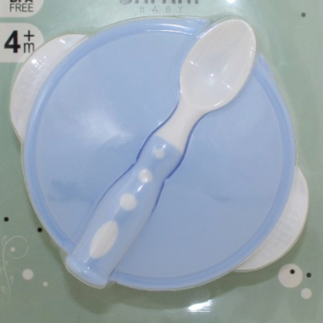 Safari Baby Suction Bowl with Spoon – Baby Blue