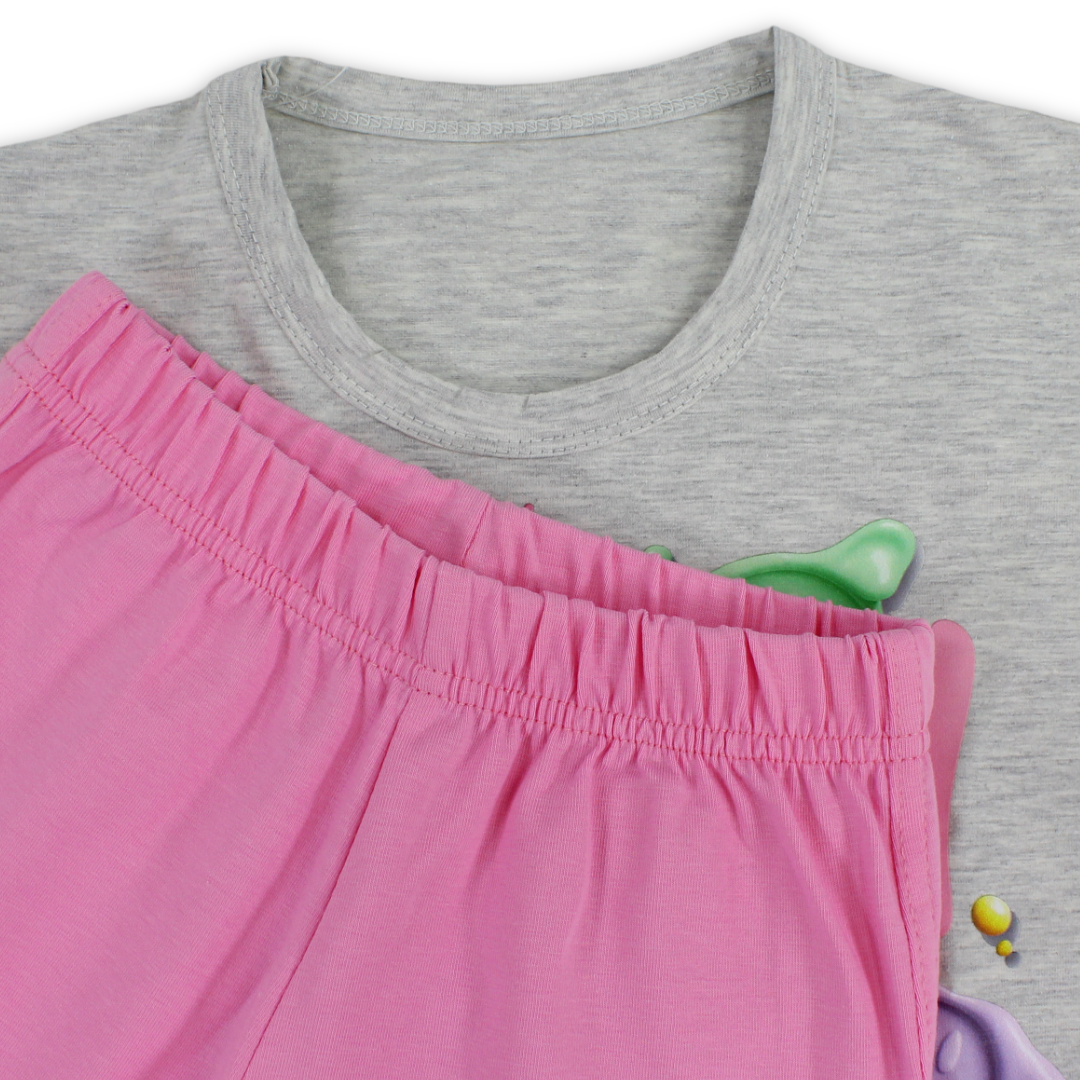 Girls Cotton Pajama – "Smile be Happy" Print