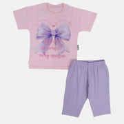 Girls Cotton Pajama Set – Bow Design
