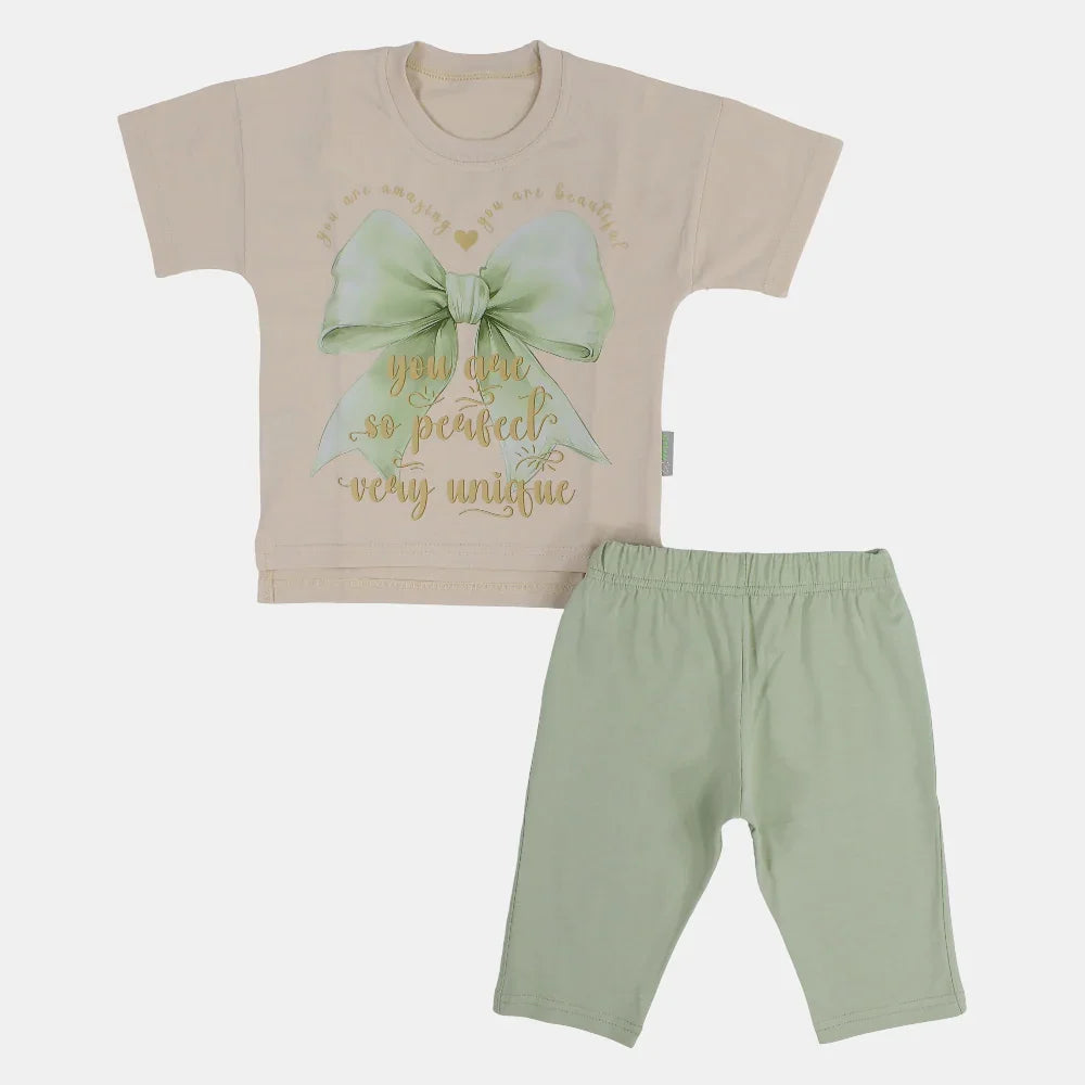 Girls Cotton Pajama Set – Bow Design