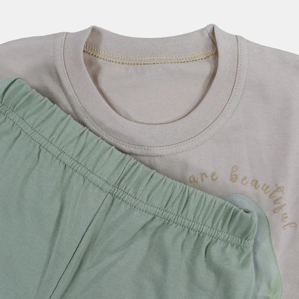 Girls Cotton Pajama Set – Bow Design