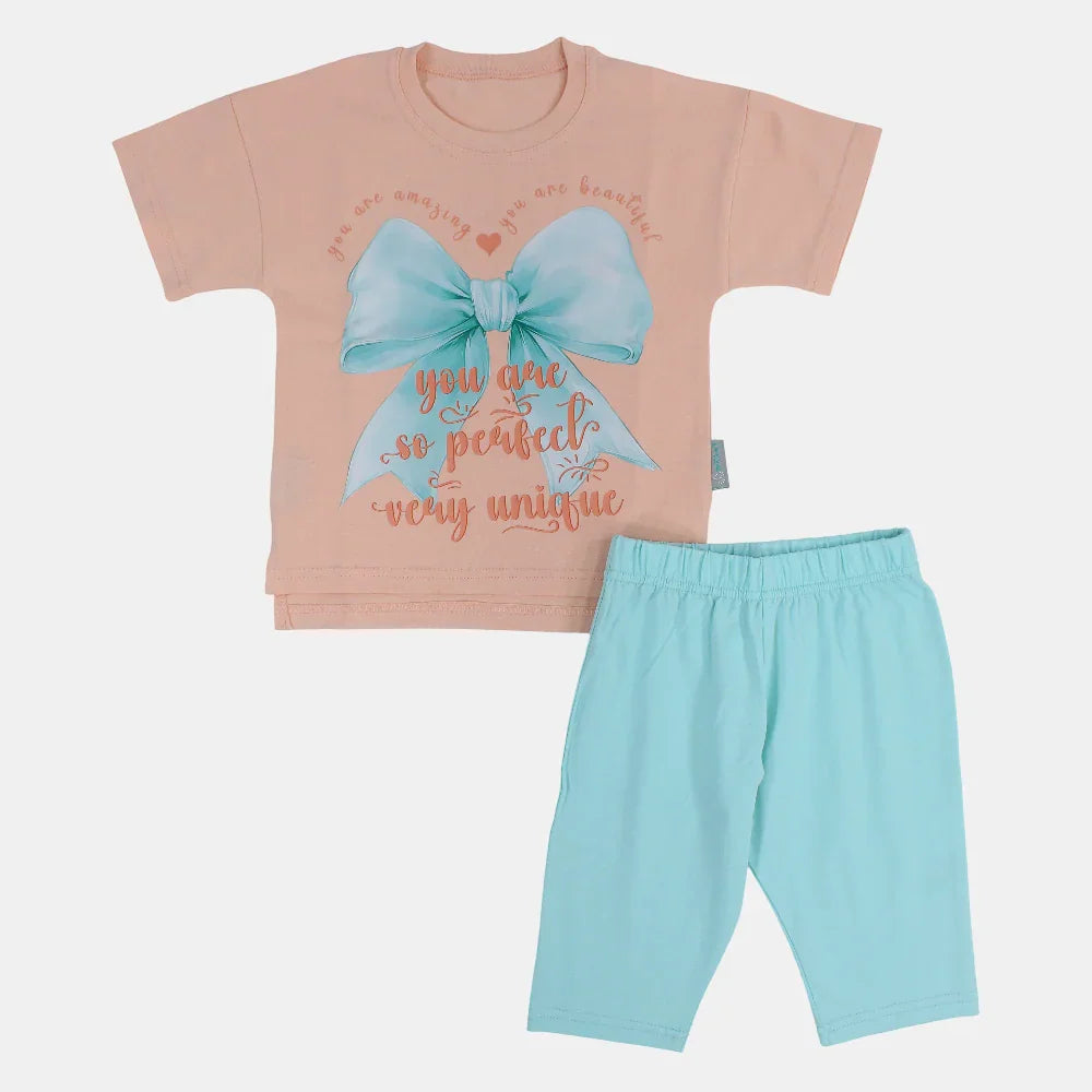 Girls Cotton Pajama Set – Bow Design