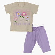 Girls Cotton Pajama Set – Cute Flowers Print