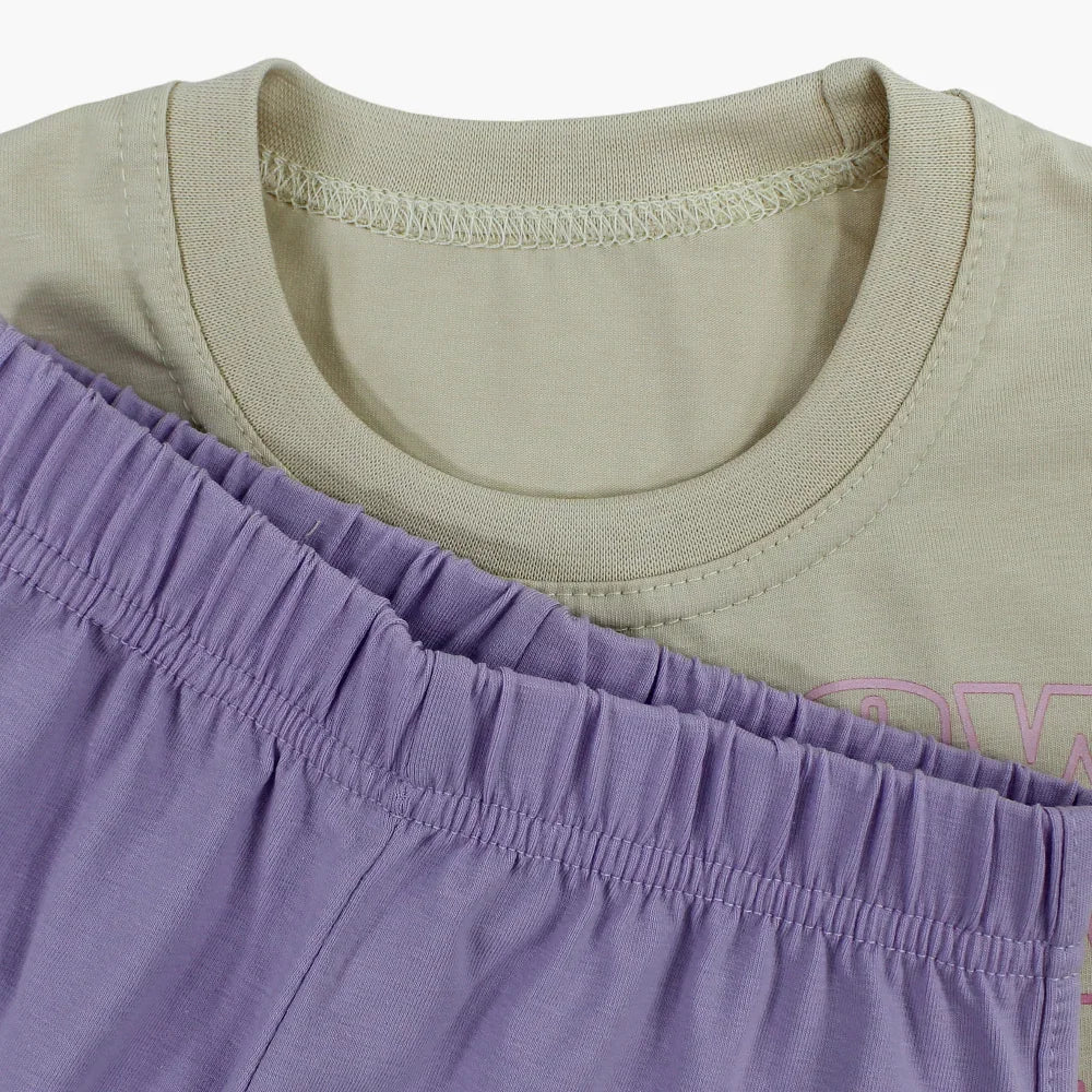 Girls Cotton Pajama Set – Cute Flowers Print