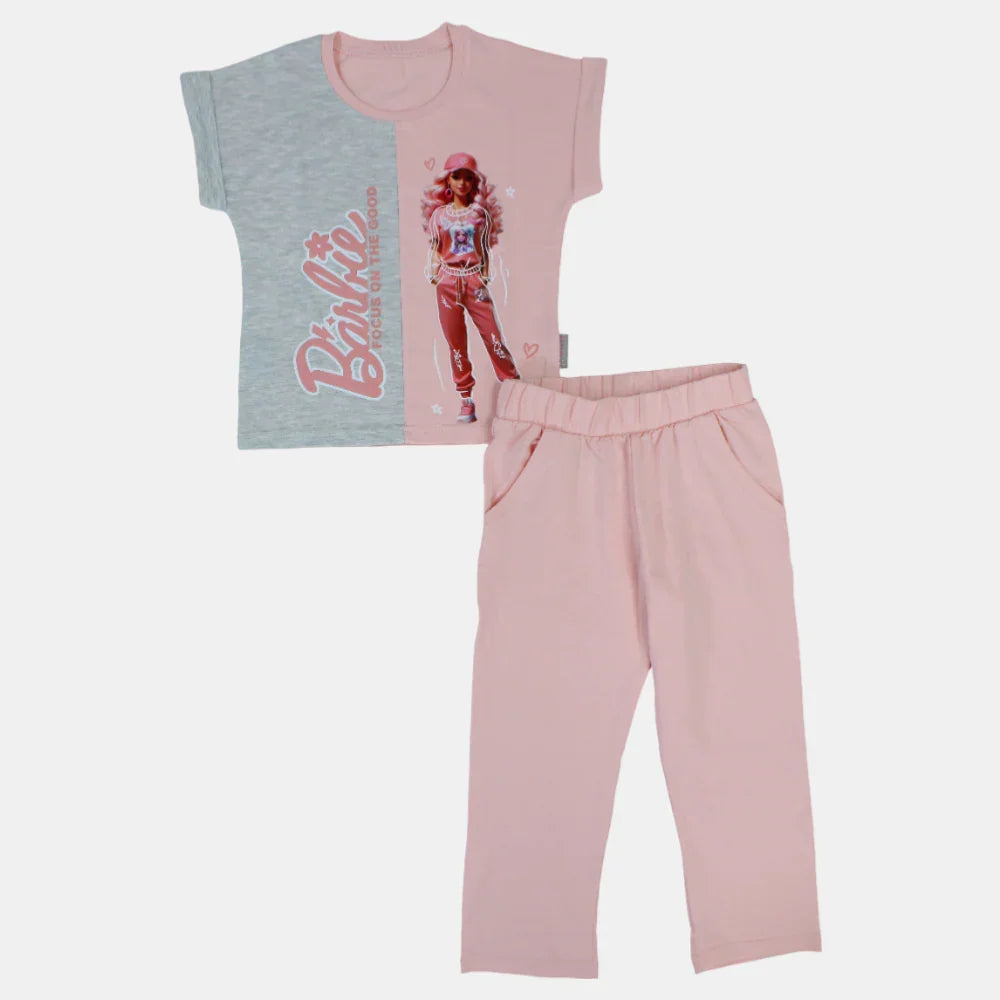 Girls Barbie Short-Sleeved Pajama Set – Cotton